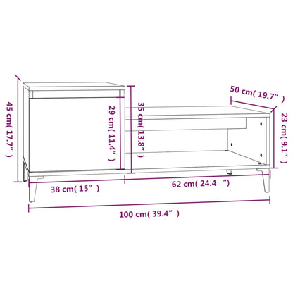 Sofabord Hvid 100x50x45 cm Træ Materiale