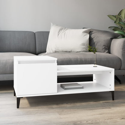 Sofabord Hvid 100x50x45 cm Træ Materiale