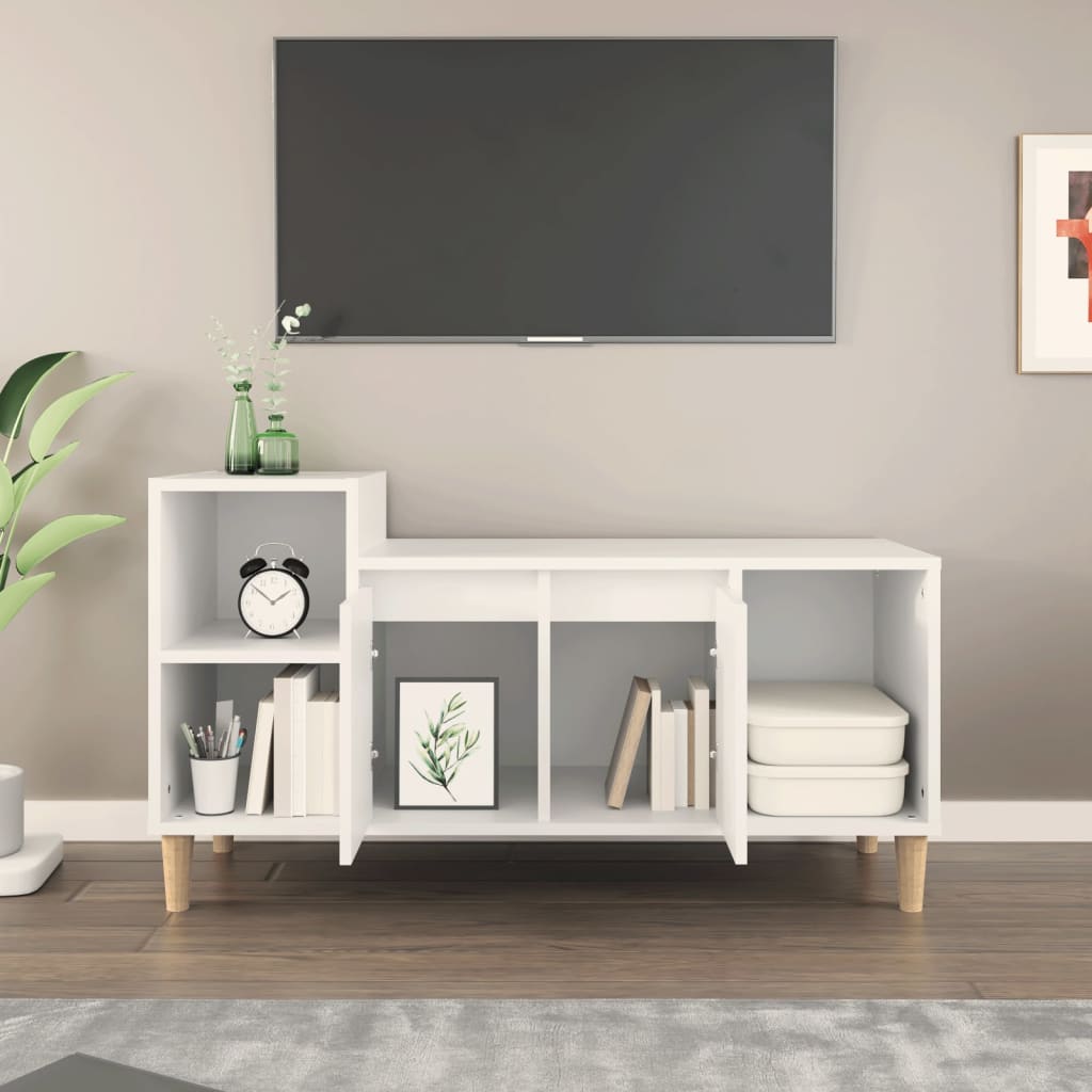 TV-skab Hvid 100x35x55 cm Træ Materiale