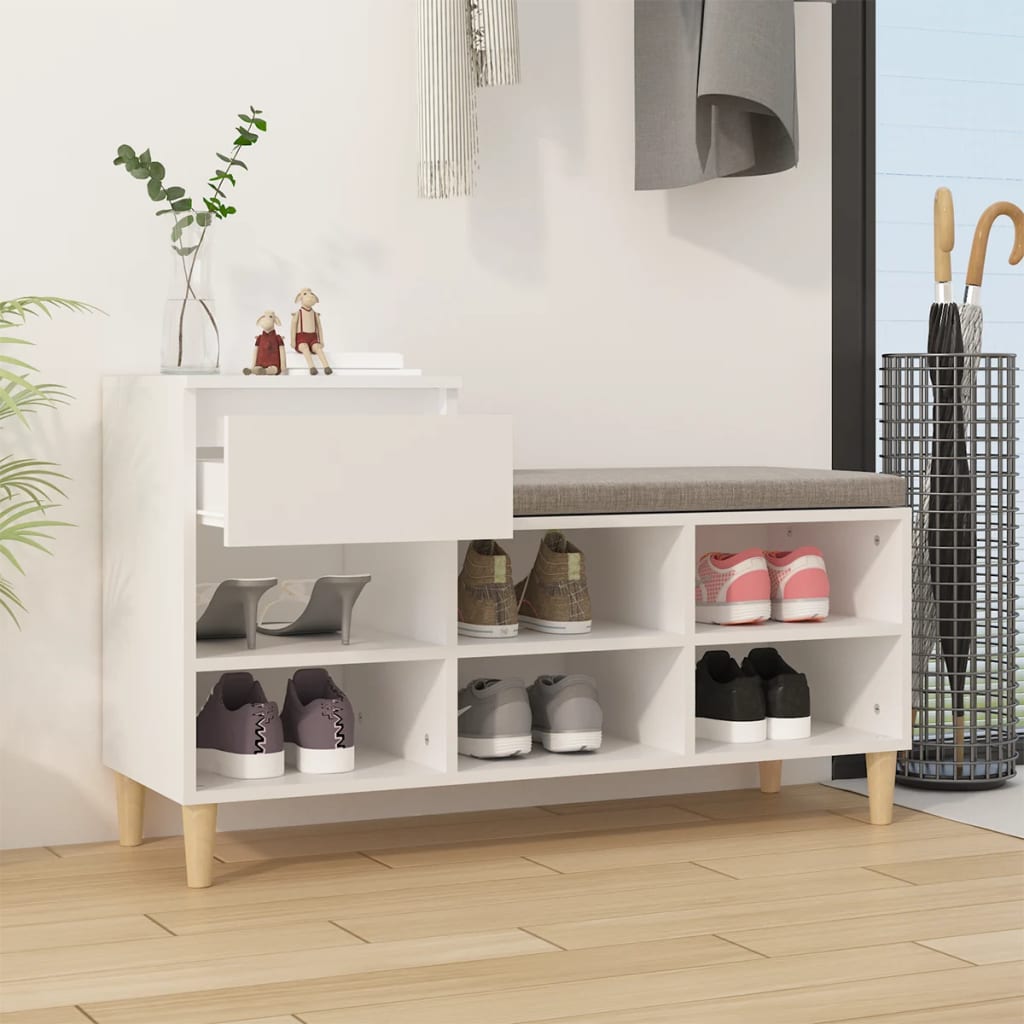 Schuhregal Weiß 102x36x60 cm Holzwerkstoff