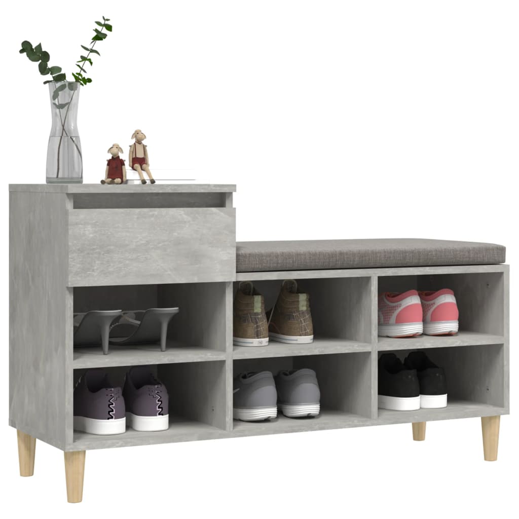 Schuhregal Betongrau 102x36x60 cm Holzwerkstoff