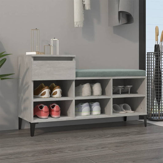Schuhregal Betongrau 102x36x60 cm Holzwerkstoff