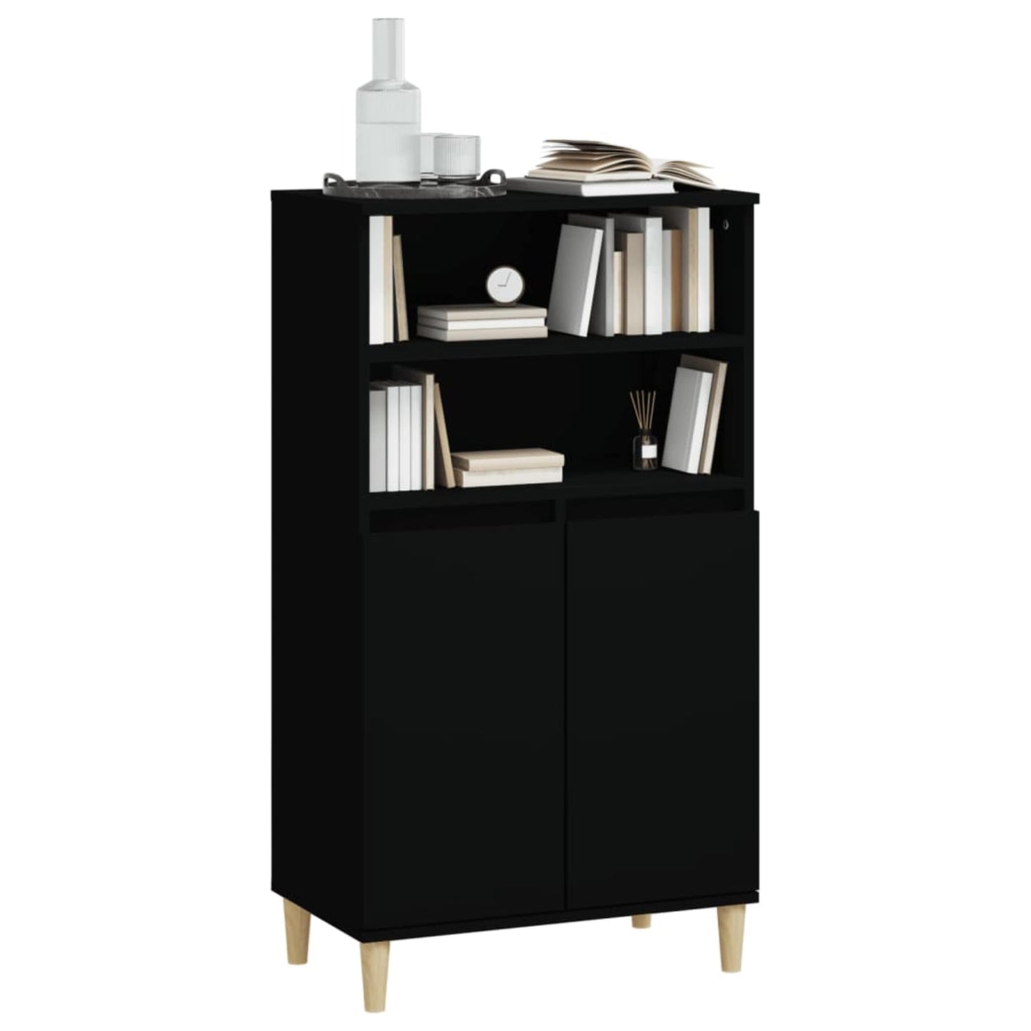 Highboard Schwarz 60x36x110 cm Holzwerkstoff