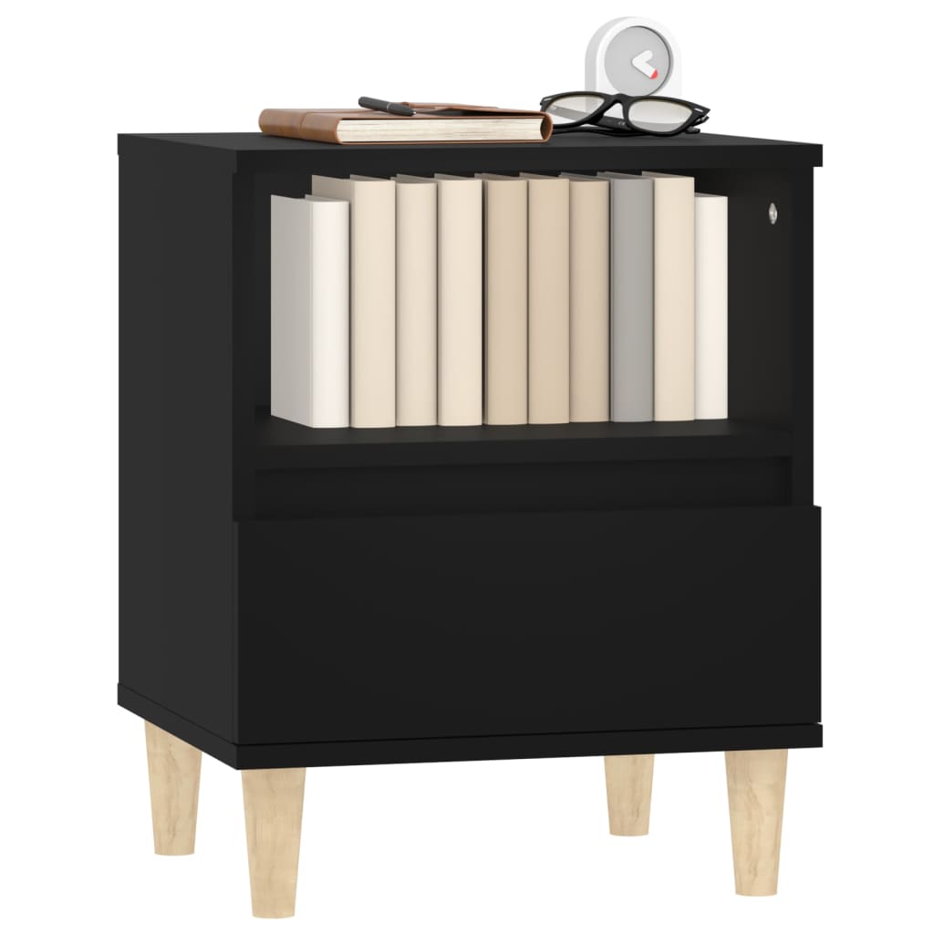 Sengeborde 2 stk Sort 40x35x50 cm