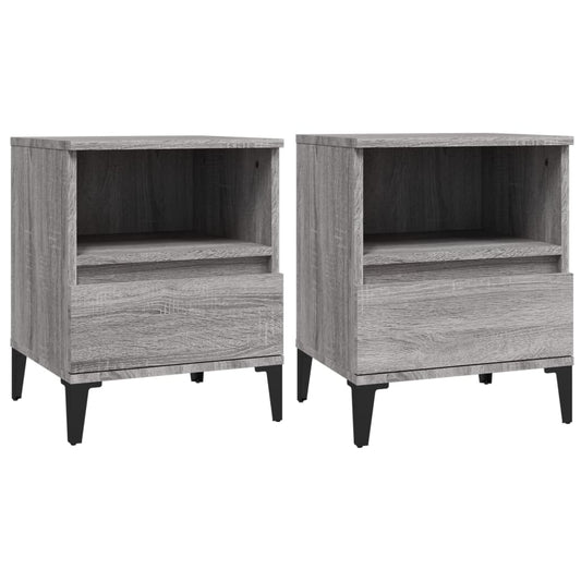 Nachttische 2 Stk. Grau Sonoma 40x35x50 cm