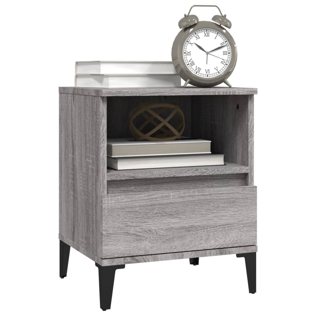 Nachttische 2 Stk. Grau Sonoma 40x35x50 cm