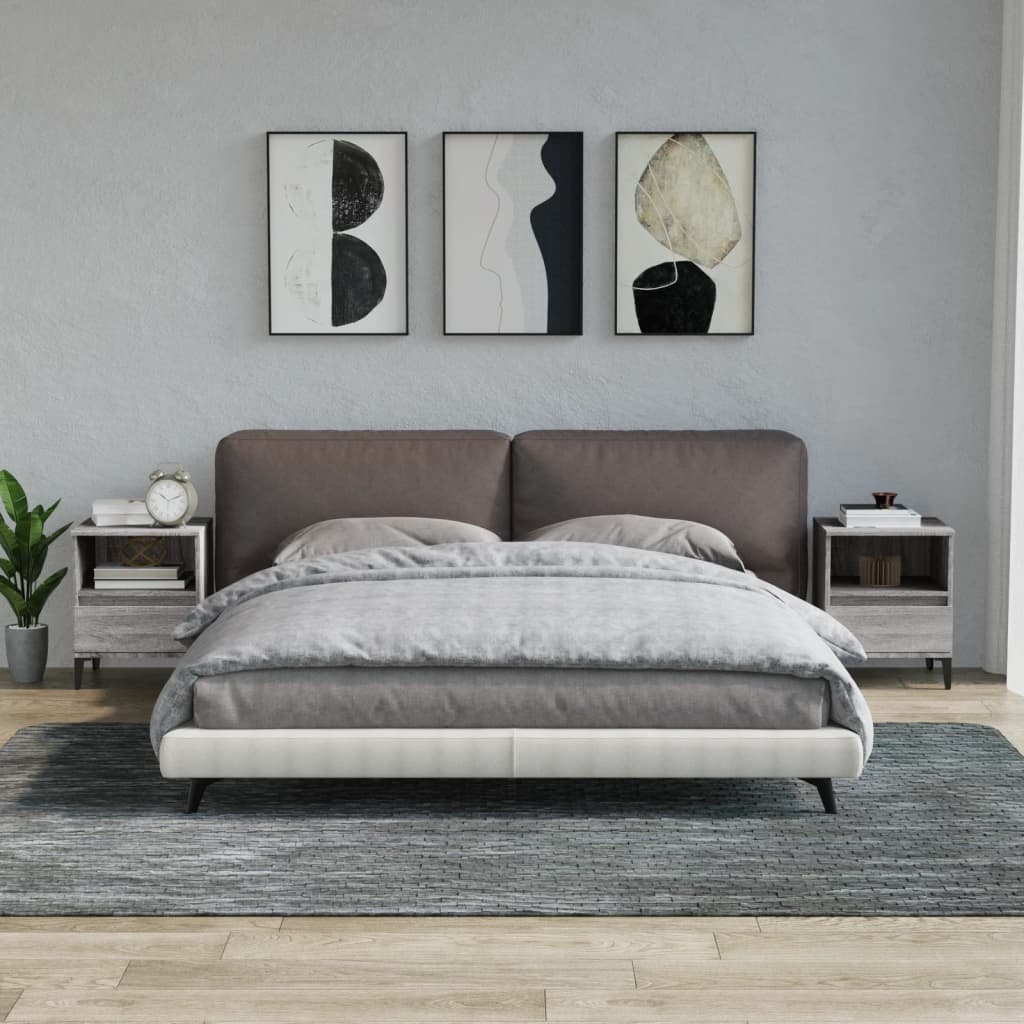 Nachttische 2 Stk. Grau Sonoma 40x35x50 cm