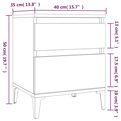 Nachttische 2 Stk. Grau Sonoma 40x35x50 cm