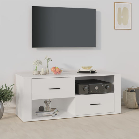 TV-skab Hvid 100x35x40 cm Træ Materiale