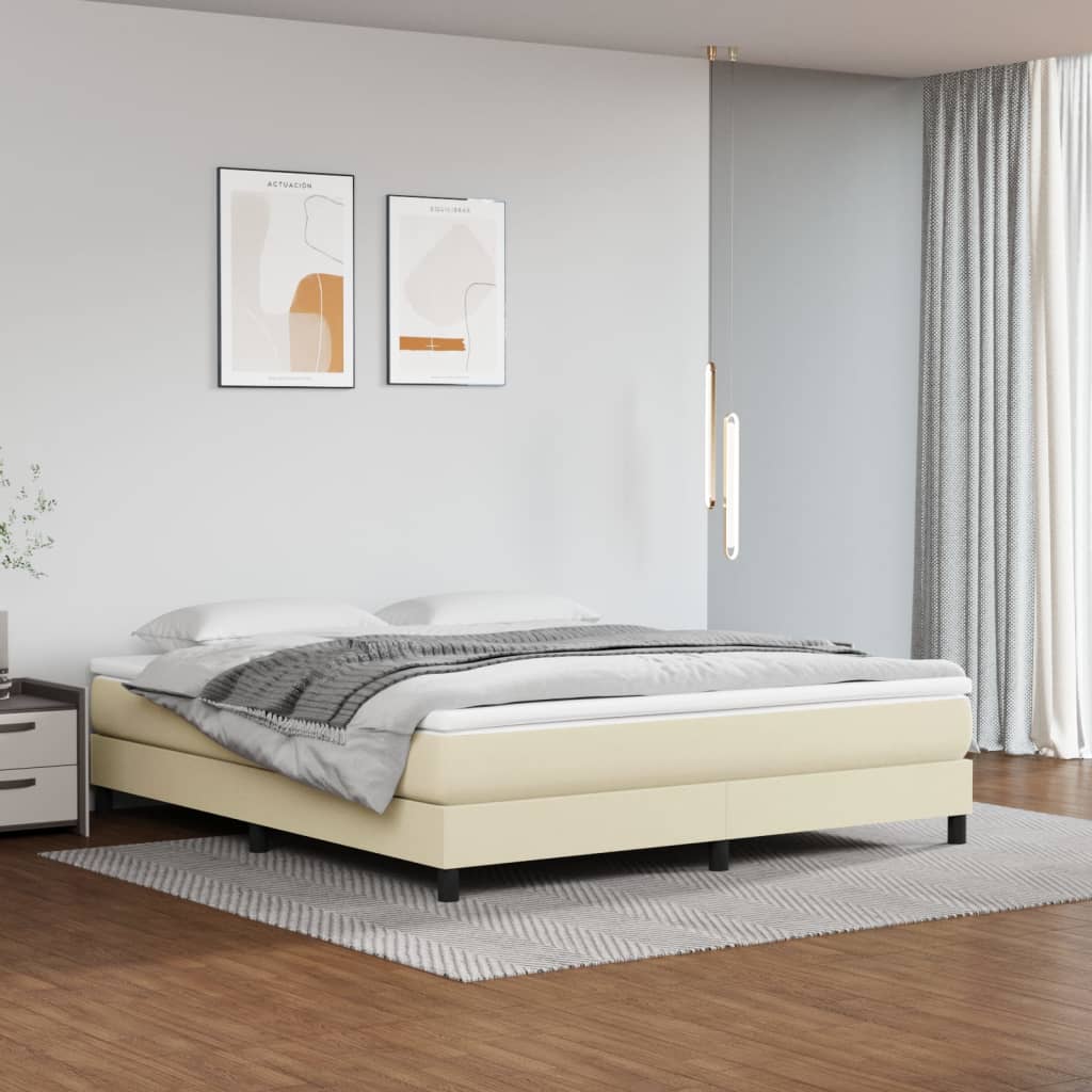 Boxspringbettgestell Creme 160x200 cm Kunstleder