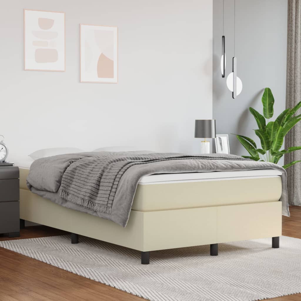 Boxspringbettgestell Creme 120x200 cm Kunstleder