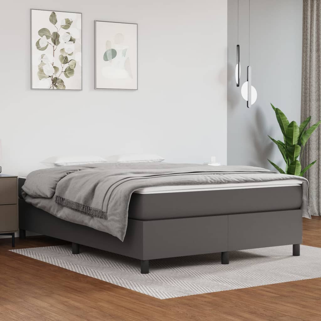 Boxspringbettgestell Grau 140x200 cm Kunstleder