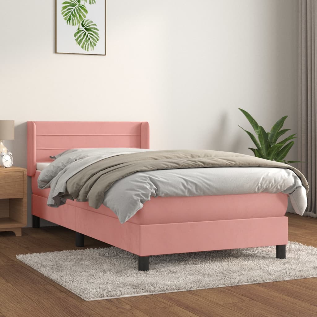Boxspringbett mit Matratze Rosa 100x200 cm Samt
