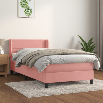 Boxspringbett mit Matratze Rosa 100x200 cm Samt