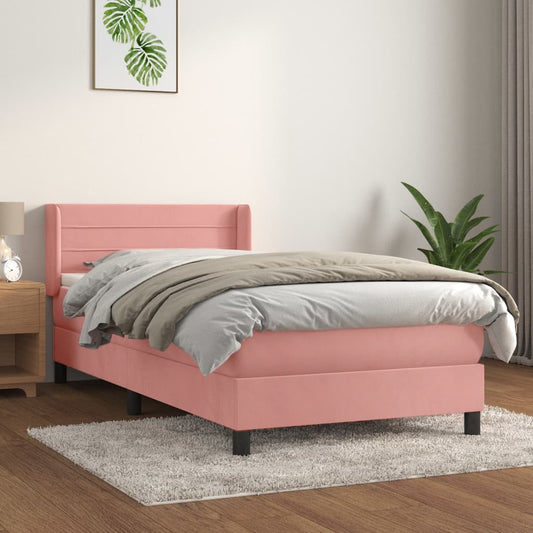 Boxspringbett mit Matratze Rosa 100x200 cm Samt