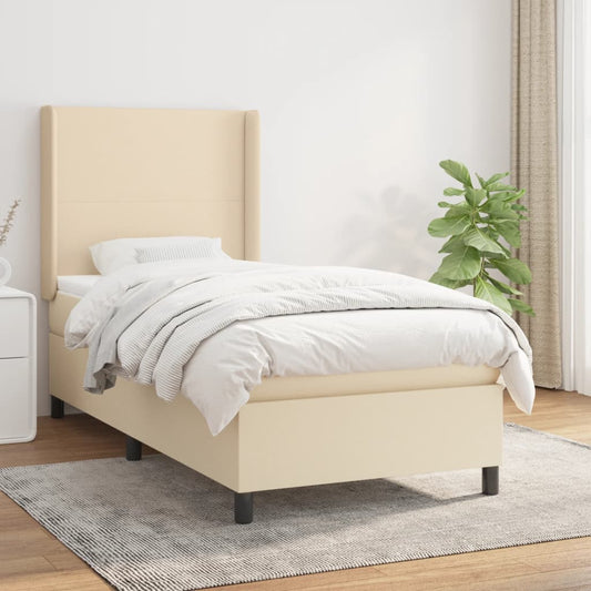Boxspringbett mit Matratze Creme 90x190 cm Stoff
