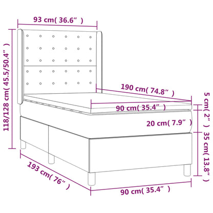 Boxspringbett mit Matratze Dunkelgrau 90x190 cm Stoff