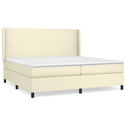 Boxspringbett mit Matratze Creme 200x200 cm Kunstleder