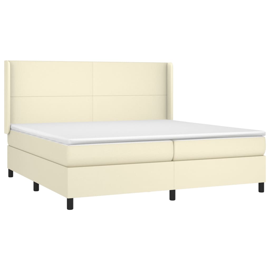 Boxspringbett mit Matratze Creme 200x200 cm Kunstleder