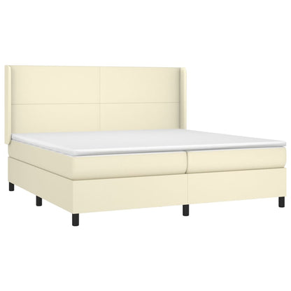 Boxspringbett mit Matratze Creme 200x200 cm Kunstleder