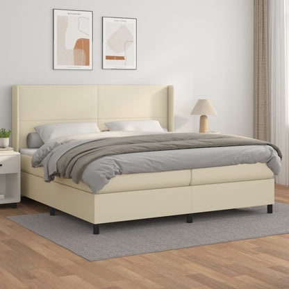 Boxspringbett mit Matratze Creme 200x200 cm Kunstleder