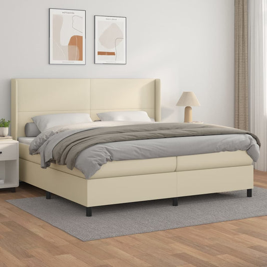 Boxspringbett mit Matratze Creme 200x200 cm Kunstleder