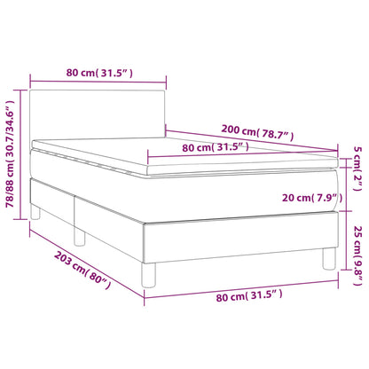 Boxspringbett mit Matratze & LED Creme 80x200 cm Stoff