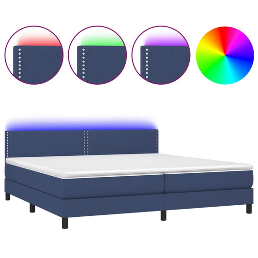 Boxspringbett mit Matratze & LED Blau 200x200 cm Stoff