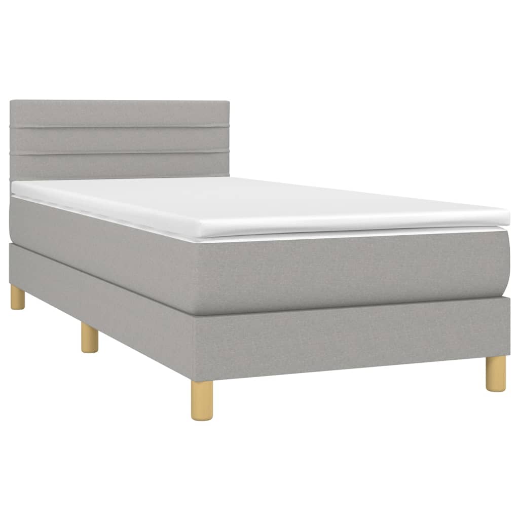 Boxspringbett mit Matratze & LED Hellgrau 80x200 cm Stoff