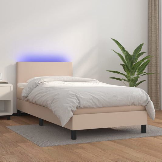 Boxspringbett mit Matratze & LED Cappuccino-Braun 90x190cm