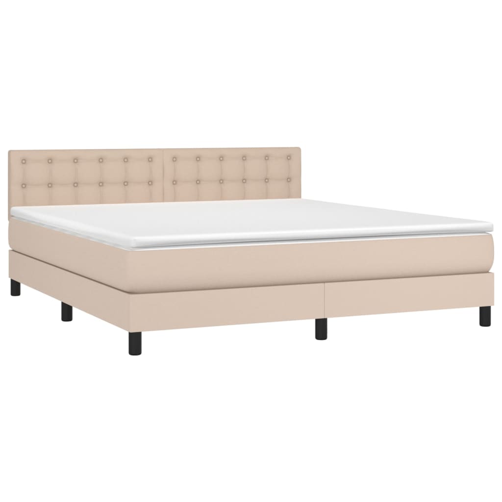 Boxspringbett mit Matratze & LED Cappuccino-Braun 160x200cm