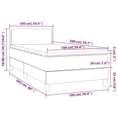 Boxspringbett mit Matratze & LED Rosa 100x200 cm Samt