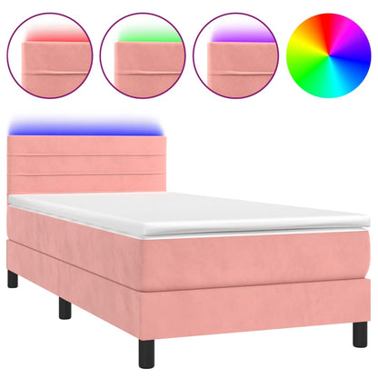 Boxspringbett mit Matratze & LED Rosa 100x200 cm Samt