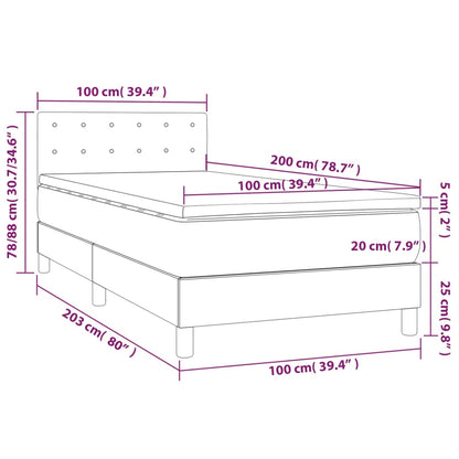 Boxspringbett mit Matratze & LED Rosa 100x200 cm Samt
