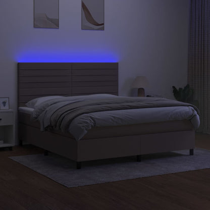 Boxspringbett mit Matratze & LED Taupe 180x200 cm Stoff
