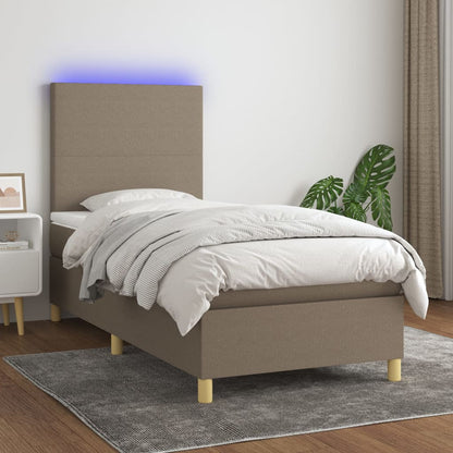 Boxspringbett mit Matratze & LED Taupe 100x200 cm Stoff
