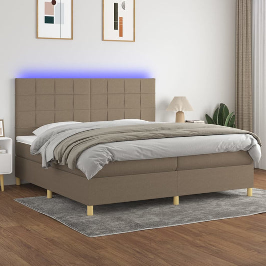 Boxspringbett mit Matratze & LED Taupe 200x200 cm Stoff