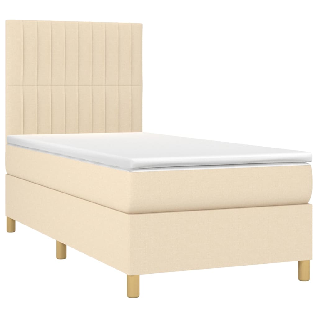 Boxspringbett mit Matratze & LED Creme 100x200 cm Stoff