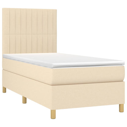 Boxspringbett mit Matratze & LED Creme 100x200 cm Stoff