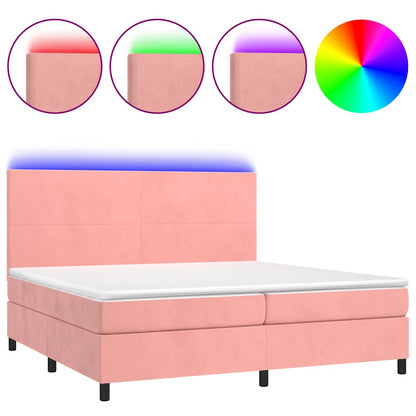 Boxspringbett mit Matratze & LED Rosa 200x200 cm Samt
