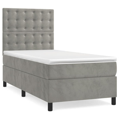 Boxspringbett mit Matratze & LED Hellgrau 100x200 cm Samt