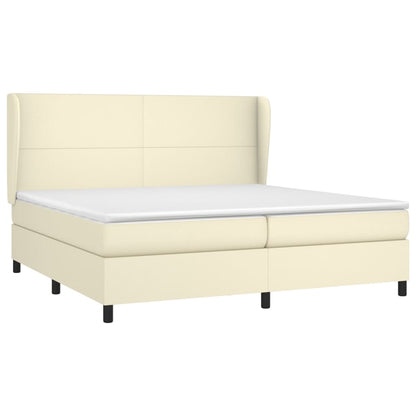 Boxspringbett mit Matratze Creme 200x200 cm Kunstleder
