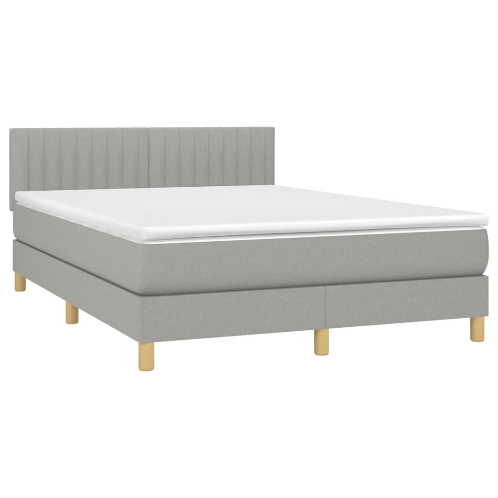 Boxspringbett mit Matratze Hellgrau 140x190 cm Stoff