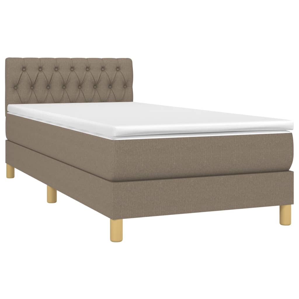 Boxspringbett mit Matratze Taupe 100x200 cm Stoff
