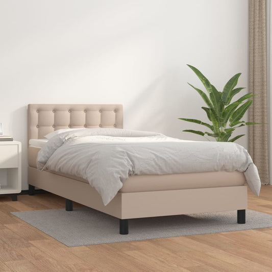 Boxspringbett mit Matratze Cappuccino-Braun 90x190cm Kunstleder