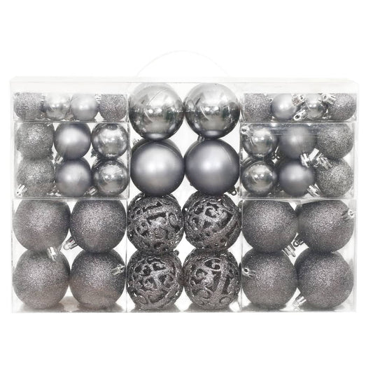 Weihnachtskugeln 100 Stk. Grau 3 / 4 / 6 cm