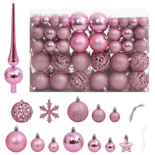 111-tlg. Weihnachtskugel-Set Rosa Polystyrol