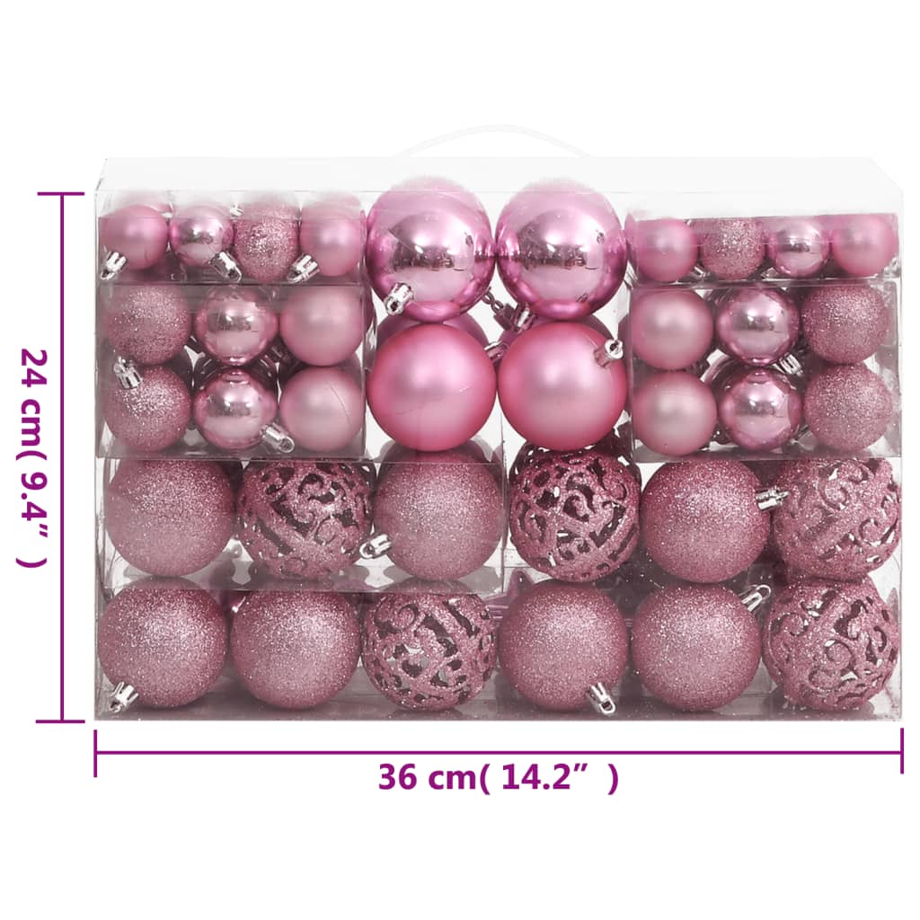 111-tlg. Weihnachtskugel-Set Rosa Polystyrol