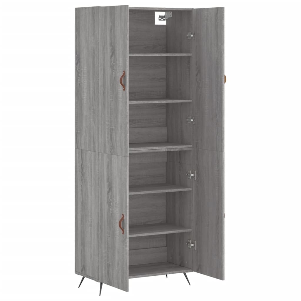 Highboard Grau Sonoma 69,5x34x180 cm Holzwerkstoff