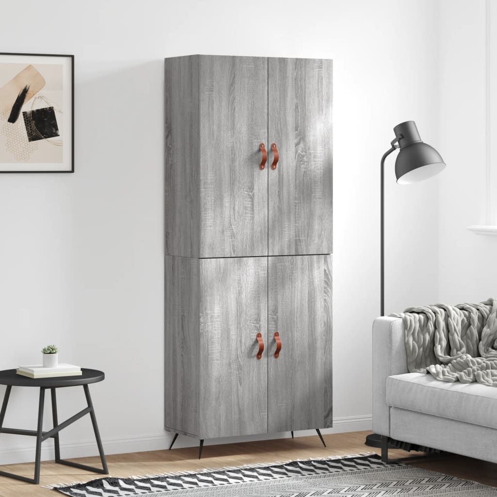 Highboard Grau Sonoma 69,5x34x180 cm Holzwerkstoff